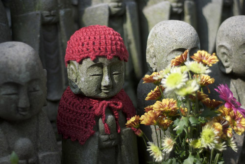 Jizo statues representing the souls of miscarried, stillborn or aborted children.