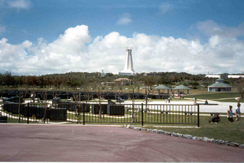 oversea tourists walk around Peace Memorial Park